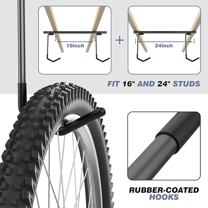 WALMANN Ceiling Mounted Bike Rack for Garage, Space-Saving Ceiling Bike Storage for 4 Bikes(Horizontally)/8 Bikes(Vertically), Adjustable Bike Hooks for Road Mountain Bikes