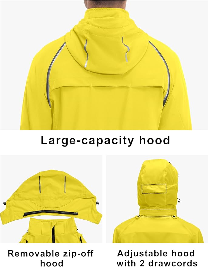 Little Donkey Andy Men's Quick-dry Running Jacket, Convertible UPF 50+ Cycling Jacket Windbreaker with Removable Sleeves