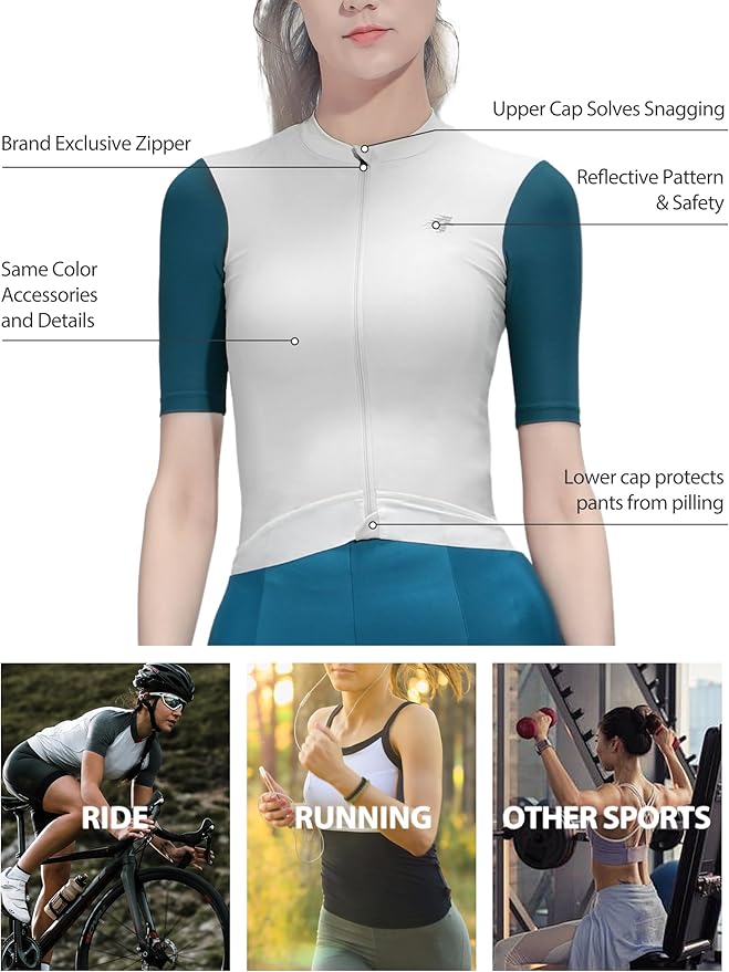 LAMEDA Cycling Jersey Women, Breathable Bike Shirts for Women Biking Tops with Pockets, Bicycle Clothing for Road Riding