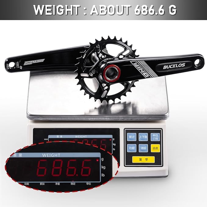BUCKLOS 170/175mm Mountain Bike Crankset - CNC MTB Hollowtech Direct Mount Single Speed Cranksets, Bicycle Crank Set with 32/34/36/38T Narrow Wide Tooth Chainring for 9/10/11/12 Speeds