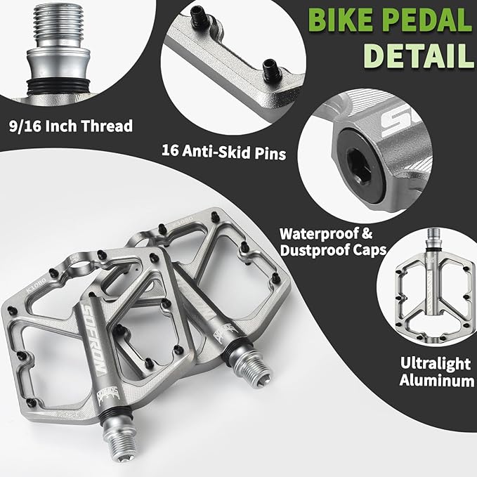 MTB Bike Pedals, Lightweight Bicycle Pedals for BMX/MTB -Universal Lightweight Aluminum Alloy Platform Pedal