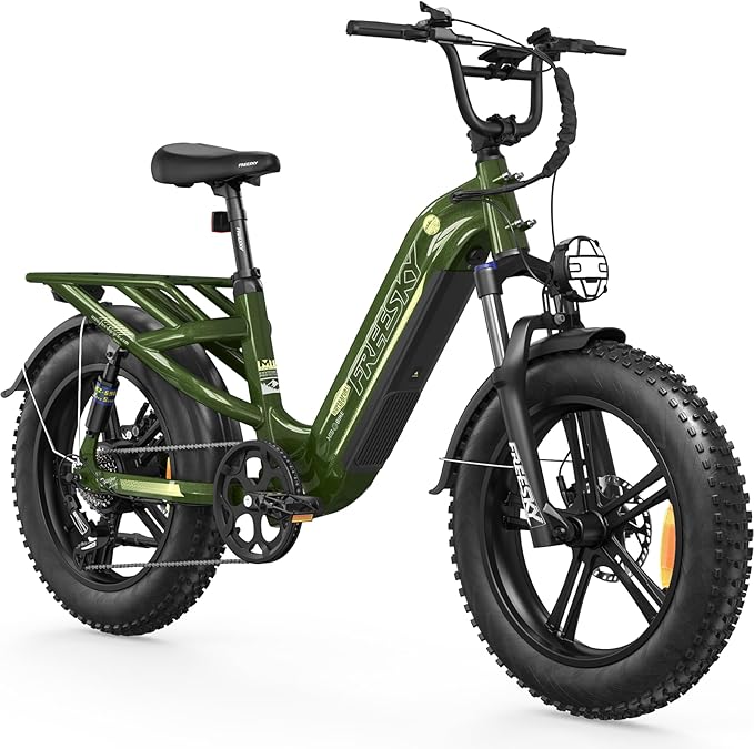 FREESKY 2500W Electric Bike for Adults,105 Miles 48V 25Ah Samsung Cells Battery Step-Thru E Bike, 33MPH Hydraulic Brakes Fat Tire EBike, 20" Full Suspension for Cargo Bicycles UL2849 Certified by TÜV