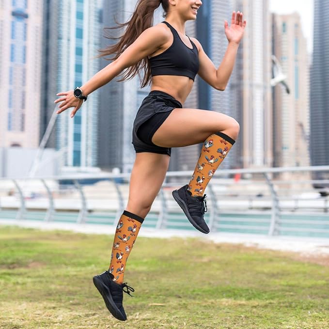 bassyil Compression Socks for Women & Men Circulation 15-20 mmHg Knee High Best Support for Nurses Travel Running Athletic