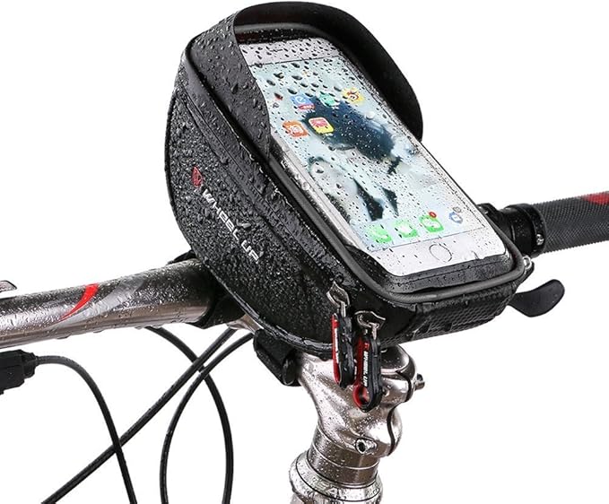 Bike Handlebar Bag, Bicycle Phone Mount, Waterproof Cycling Frame Bags Top Tube Pouch Pannier Bike Phone Holder Stand for iPhone 16 15 14 13 12 11 Pro Max XS XR X 8 Plus Samsung Smartphone Below 6.5''