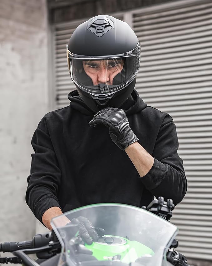 Motorcycle Helmets for Adult Men Women, Full Face Lightweight Street Bike Racing DOT Helmet with Extra Clear Visor Model AU-T801