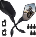 2PCS Motorcycle Mirrors,360° Adjustable Motorcycle Side Mirrors with 8mm & 10mm Bolt,HD Motorcycle Mirrors for Handlebars Wide Angle Rear View Mirror Fits Scooter,Dirt Bike,ATV (Black)