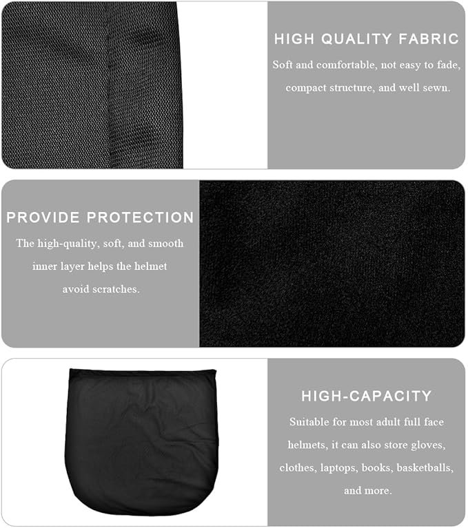 2 PCS Motorcycle Helmet Bag, Helmet Protection Drawstring Bag Made of Nylon Cloth, Large Capacity Helmet Storage Bag for Motorcycle Bicycle, Universal Motorcycle Accessories (Black)