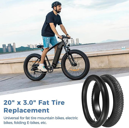 20 x 3.0 in Fat Bike Tires & Tubes, 20 Inch Fat Tire Folding Tires, 76-406 20x3.0 Ebike Tires with Levers, 20x 3.0 Electric Bike Tire for Mountain Bikes & Ebikes