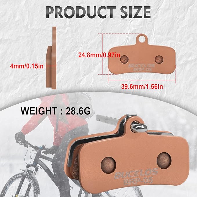 BUCKLOS Bike Disc Brake Pads - Bicycle Disk 4 Piston Pads for Shimano D02S D03S Saint Deore XT XTR SLX Zee/Tektro/TRP for Mountain Bike/Road Bike/Ebike/MTB