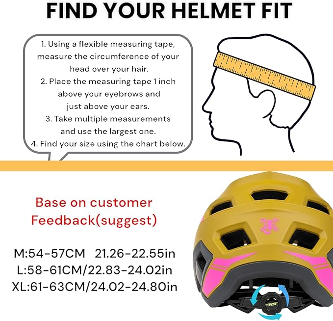 BATFOX Bike Helmet,Mountain Bike Helmet Helmets for Men Women Adults Youth