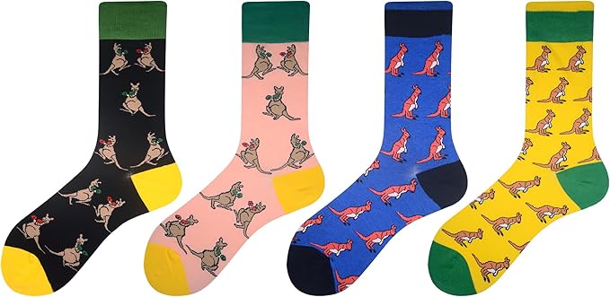 Cansok Men's 2/4 Packs Fun Crazy Novelty Dress Crew Socks