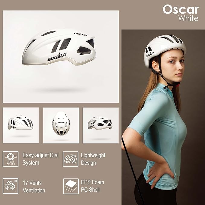 SQUALO Oscar Aerodynamic Bike Helmet, Lightweight 250g Road Cycling & Triathlon Helmet for Men Women, Wind Tunnel Tested with CFD Optimization, Adjustable Dial & 22 Vents for Speed & Cooling