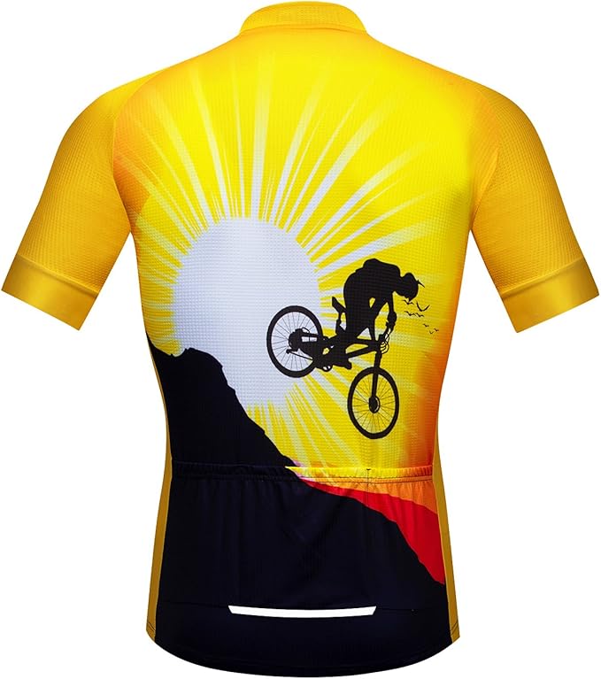 Cycling Jersey Mens Bike Shirt Biking Tops for Road Racing MTB BMX Dirt Road Quick Dry, Comfortable, Moisture Wicking