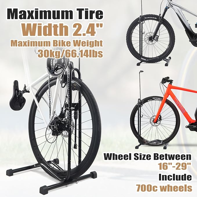 Bike Parking Stand,Bike Floor Stand Parking Rack，Bike Rack Bicycle Floor Parking Stand, Bike Storage Holder for Garage,Indoor & Outdoor，Mountain & Road Bikes，2 Pack