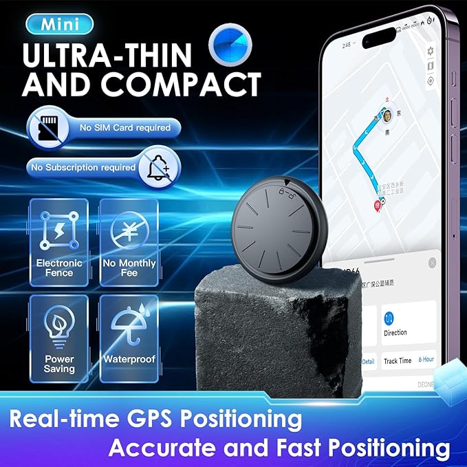 1PCS Black GPS Tracker for Vehicles,Real Time Car Tracker Work with Apple Find My(iOS Only),No Subscription Global Coverage Hidden Car Locator with Magnetic Case