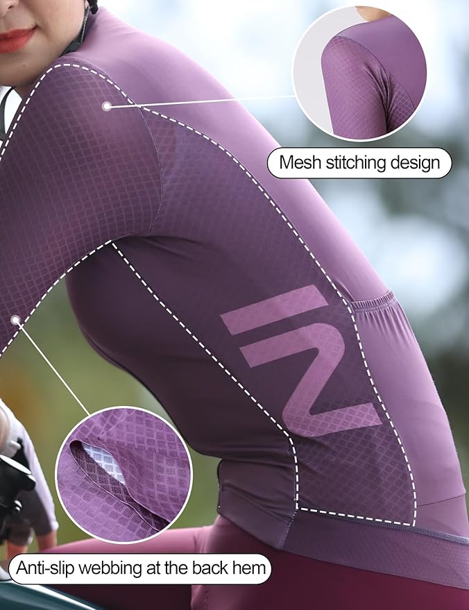 INBIKE Cycling Jersey Women Long Sleeves Bike Shirts with Pockets Quick Dry Bicycle Clothing for Road Biking Riding