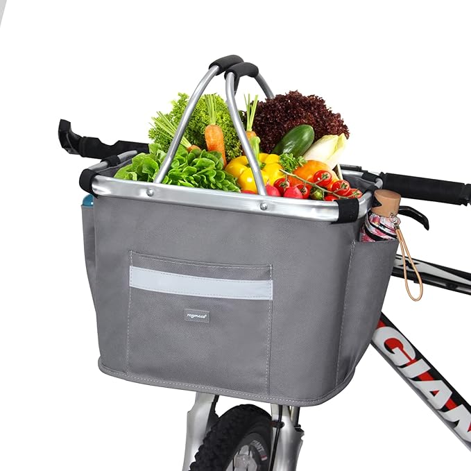 RAYMACE Bicycle Basket Dog Bike Handlebar Basket Front,Folding Detachable Quick Release Easy Install,Cycling Picnic Bag