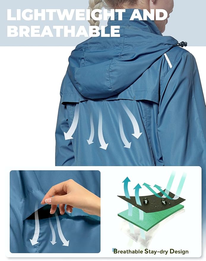 FitsT4 Sports Women's Cycling Running Jackets Lightweight Windproof Bike Windbreaker Reflective with Hooded
