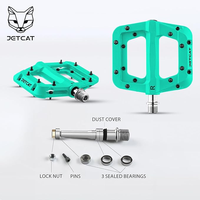 Mountain Bike Pedals Flat - MTB Pedals Flat, Bicycle Pedals for BMX/MTN/Road/Gravel/EBike, BMX Pedals, Platform Pedals, Adults & Kids Bike Replacement Upgrades Parts 9/16