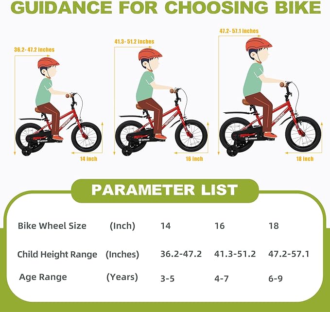 14/16/18 Inch Folding Kids Bike with Training Wheels, Gifts for Girl&Boy Age 3-10 Years, Toddler Bike with Dual Brakes for Beginners, Multi-Color