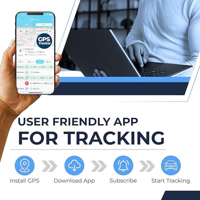 GPS Tracker for Vehicles with Built-in 6 Month Battery - Real Time GPS Tracker & Speed Alerts - Hidden Magnetic GPS Tracker for Cars, Fleets, Trailers - Subscription Required (USA Support)