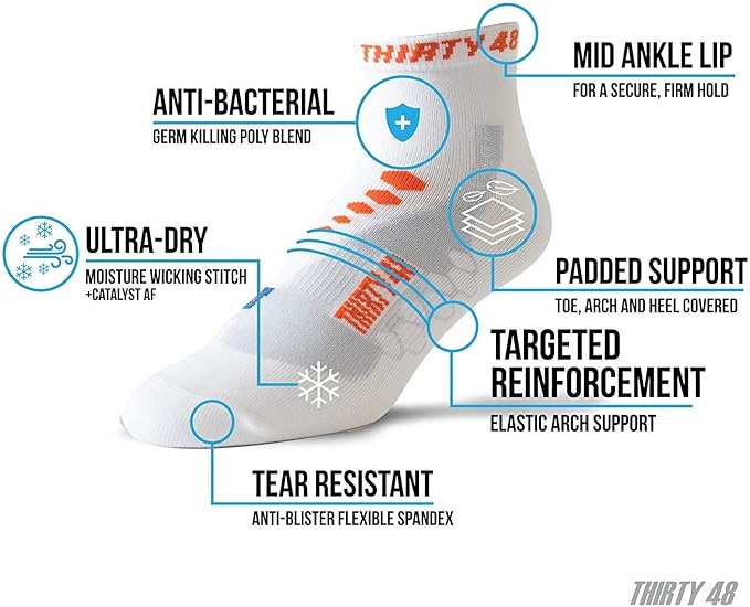 Thirty48 Low Cut Cycling Socks for Men and Women | Unisex Breathable Sport Socks