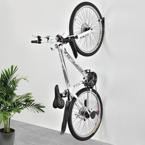 2 Pack Bike Rack Wall Hook Wall Mount Bike Hook Holder Storage Rack for Indoor Storage and Garage Organization Flip-Up Bicycle Rack with EVA for Bicycles - Mountain (Triangle Black)