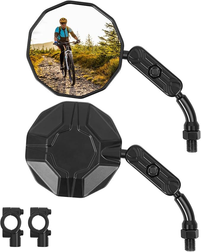 Bike Mirrors, 2 Pack Bicycle Mirrors for Handlebars,Aluminum Alloy Housing,HD Convex Glass Mirror,360° Adjustable, Shock-Resistant Bicycle Mirrors for MTB, E-Bike, Bicycle,Scooter & Motorcycle
