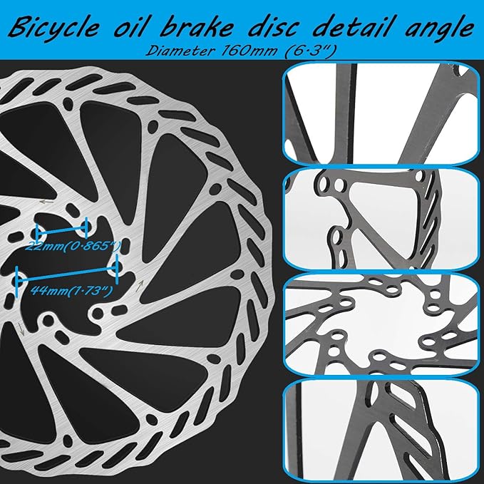 Bike Hydraulic Disc Brake Set with 160mm Rotors,For Mountain Bike e-Bike Fat Bike Road Bike(Right Front Brake& Left Back Brake) (Red)