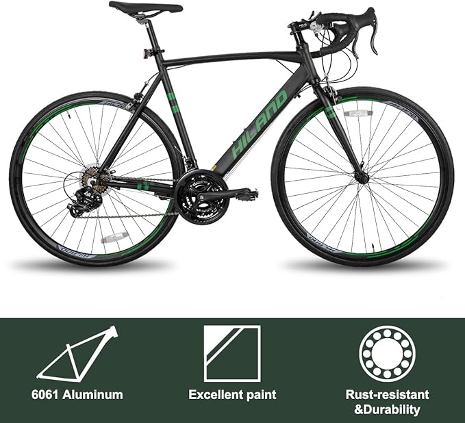 HILAND Adult Road Bike 700c Racing Bike with 14 Speeds, Aluminum Frame, Caliper Brake, City Commuter Bicycle for Women Men