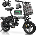 Electric Bike for Adults Teens, Commuter City Folding ebike with 560W Motor and 48V Battery, 24MPH 3 Level Pedals Assist, Dual Disc Brakes,14" Compact Foldable Electric Bicycle with UL 2849 Certified