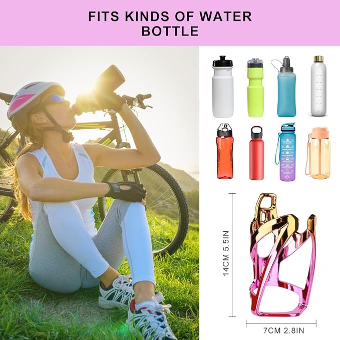 Bike Water Bottle Holder with Screws Lightweight Cycling Bicycle Water Bottle Holder for Road, Mountain Bike (Dazzle Yellow Pink)