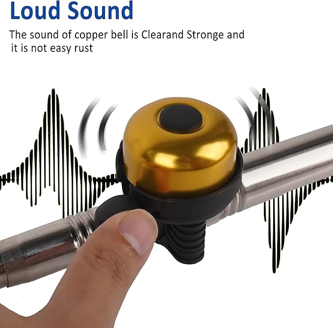 Bike Ring Bell for Adult & Kids – Loud Clear Sound Bicycle Bell, Classic Metal Design, Easy Installation Fits Mountain, Road, Folding Bikes & Scooters