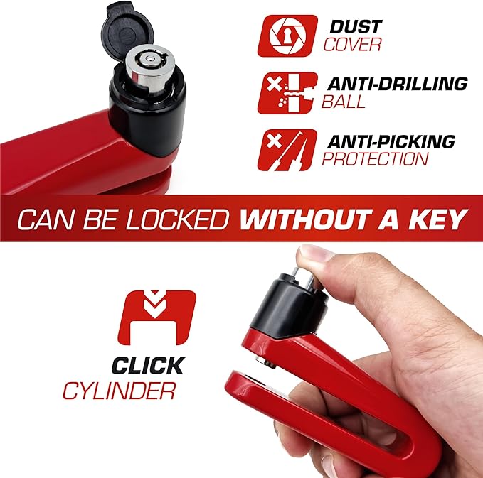 RADIKAL RK510R Motorcycle Disc Lock, ø10mm Safer, More Visible, More Deterrent, Compact Security, Effective and Deterrent Universal Anti Theft Wheel Brake Disk Lock for Motorbike Scooter Electric Bike
