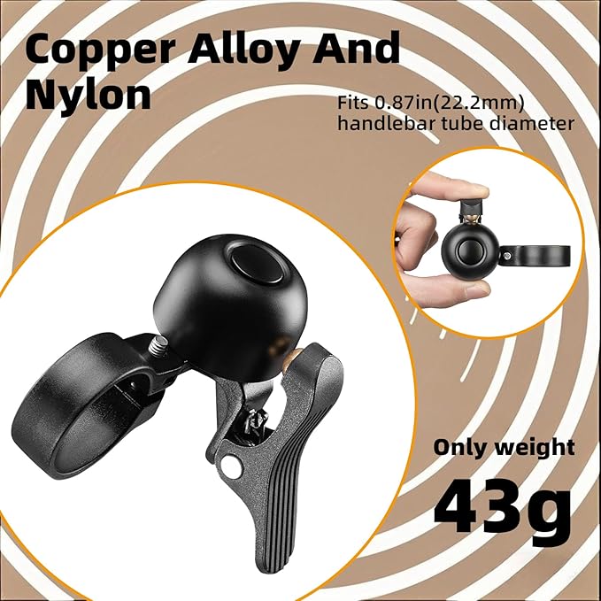 ROCKBROS Bike Bell Classic Bicycle Bell Road Bike Bells for Adults with Loud Sound and Fit for 1.06-1.18in/27-30mm Bicycle Handlebars