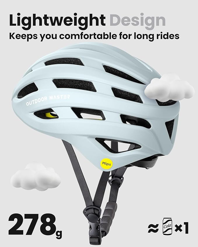 OutdoorMaster MIPS Bike Helmet for Adults-Two Removable Liners & Ventilation in Multi-Environment - Road Bicycle Helmets in Mountain, Motorway for Youth & Adult