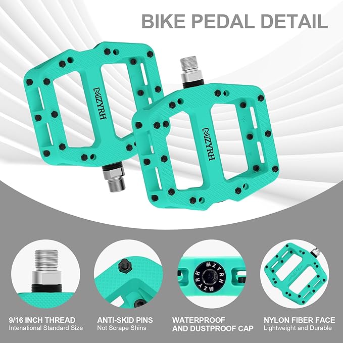 MZYRH Mountain Bike Pedals 9/16" 3 Sealed Bearings Lightweight Non-Slip Nylon Fiber Bicycle Platform Pedals for Road BMX MTB