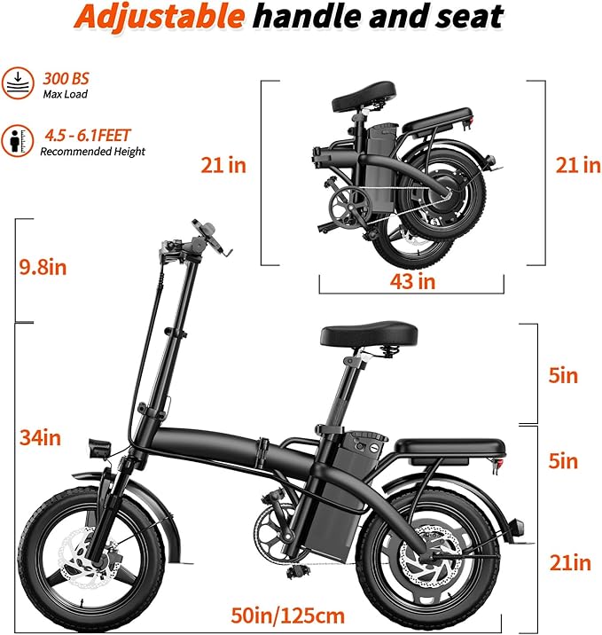 14" Folding Electric Bike for Adults & Teens, 500W Motor 23MPH, 48V 12Ah Removable Battery, UL 2849 Certified, 35 Miles PAS Range, Dual Disc Brake, Compact Ebike Commute, Electric Bicycle with Pedals