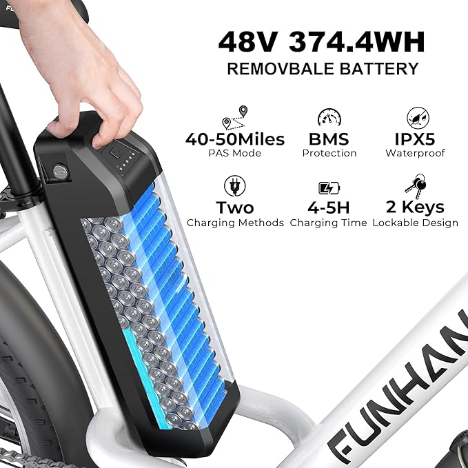 Electric Bike for Adults, 26" City Cruiser Ebike with 1000W Peak Motor, 21.7MPH 50 Miles Commuter Adult Electric Bicycles with 48V Battery, Adjustable Stem, 7-Speed, UL 2849 Certified