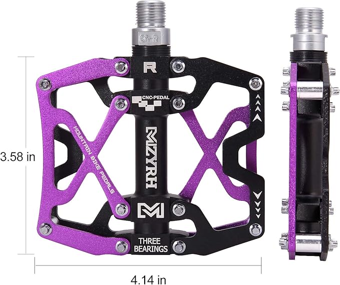 MZYRH Mountain Bike Pedals, Ultra Strong Colorful CNC Machined 9/16" Cycling Sealed 3 Bearing Pedals
