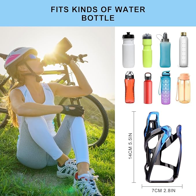 Bike Water Bottle Holder with Screws Lightweight Cycling Bicycle Water Bottle Holder for Road, Mountain Bike (Black Blue)