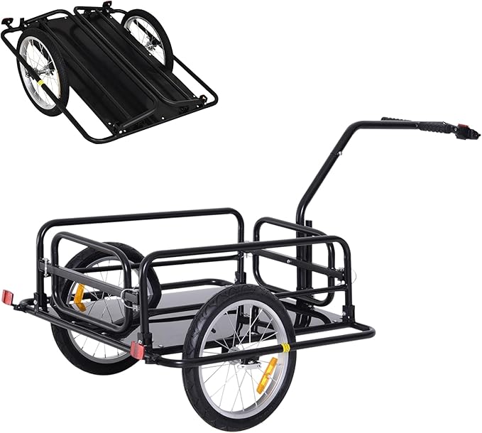 Bike Cargo Trailer, Bicycle Trailer, 88 lbs Load Capacity, Heavy-Duty Bicycle Wagon Cart w/16 Wheels, Foldable Compact Storage with Universal Hitch