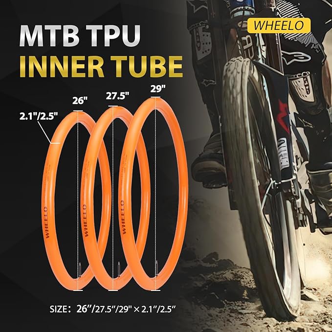 2-Pack 26/27.5/29 Inch TPU Inner Tube: Lightweight MTB Bicycle Tube with 48mm Presta Valves (Include 4PCS Bike Tube Patch Repair Kit)