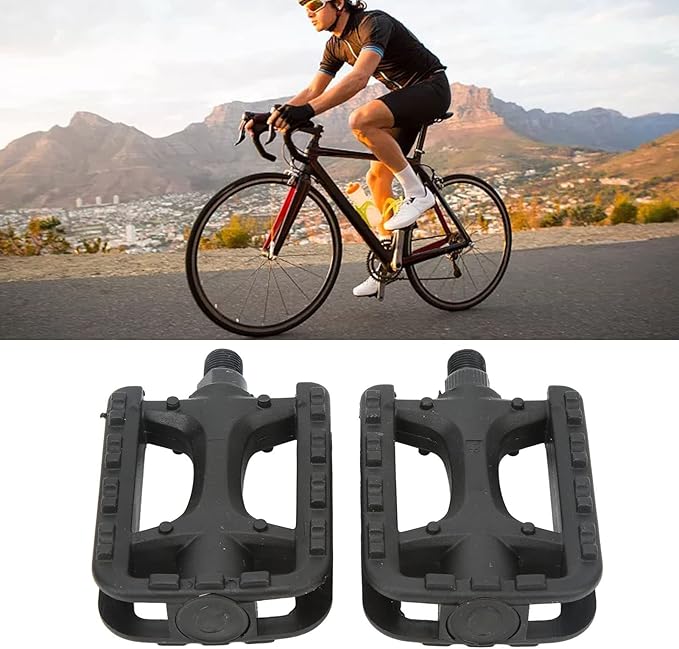 2Pcs Mountain Bike Pedals Replacement, Robust Non Slip Plastic Foot Pedals with Reflective Stripe, Commuter Bike Pedals, Bicycle Pedals for Safety and Enhanced Performance, Road Bike Pedals