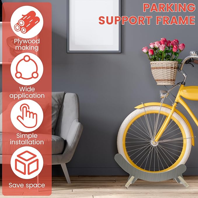 Wooden Bike Stand, Bicycle Storage Rack Floor, Wood Bicycle Rack, Wooden Mountain Bike Stand, Bicycle Floor Rack Stand, Craft Wooden Bike Stand for Apartment, Office, Garage