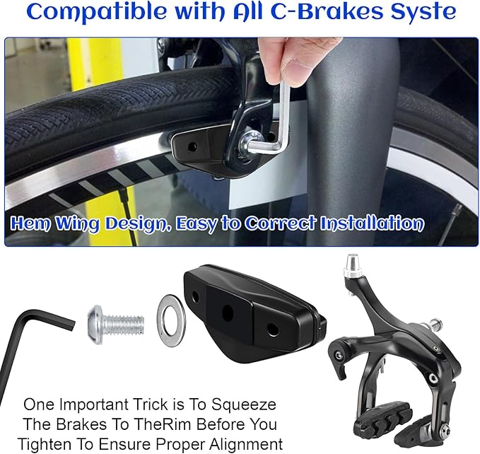 2 Pair Bicycle Brake Pads, 50mm Road Bike Brake Pads Bicycle Parts with Allen Wrench for Mountain & Road Bicycles