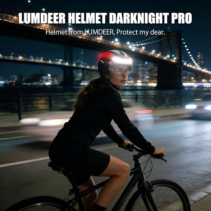 LUMDEER Smart E-bike Helmet with Remote Controlled Turn Signals, Electric Scooter Helmet for Adults with Front & Rear LED Lights, Bike Helmet with Photochromic Visor & Auto Brake Light for Men & Women