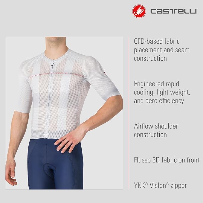 CASTELLI Men’s Climber’s A/C Jersey, Quarter Length Sleeve, Full Zip, Road Cycling & Gravel Biking Jersey with UV Protection