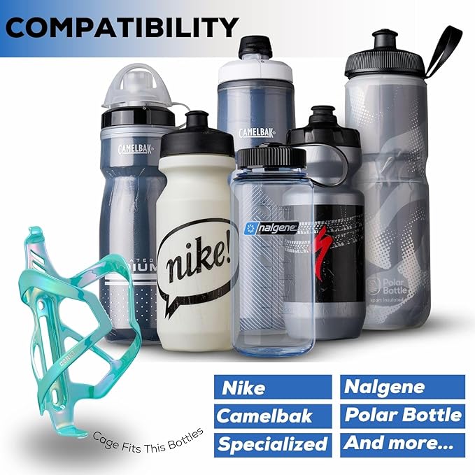 Corki Cycles Heavy Duty Bike Water Bottle Holder, Lightweight Aluminum Cage Shockproof Design for Road Mountain Gravel Bikes, Holds 18-30 oz, 2-Pack Colorful Aqua