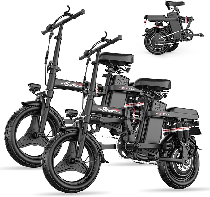 Electric Bike for Adults Teens, 1200W Peak Motor, 25MPH Folding E-Bike, 480/720Wh Battery, 45 Miles Range, Advanced 6/8 Point Suspension, 14" Compact Electric Bicycle with Pedals for Commuting